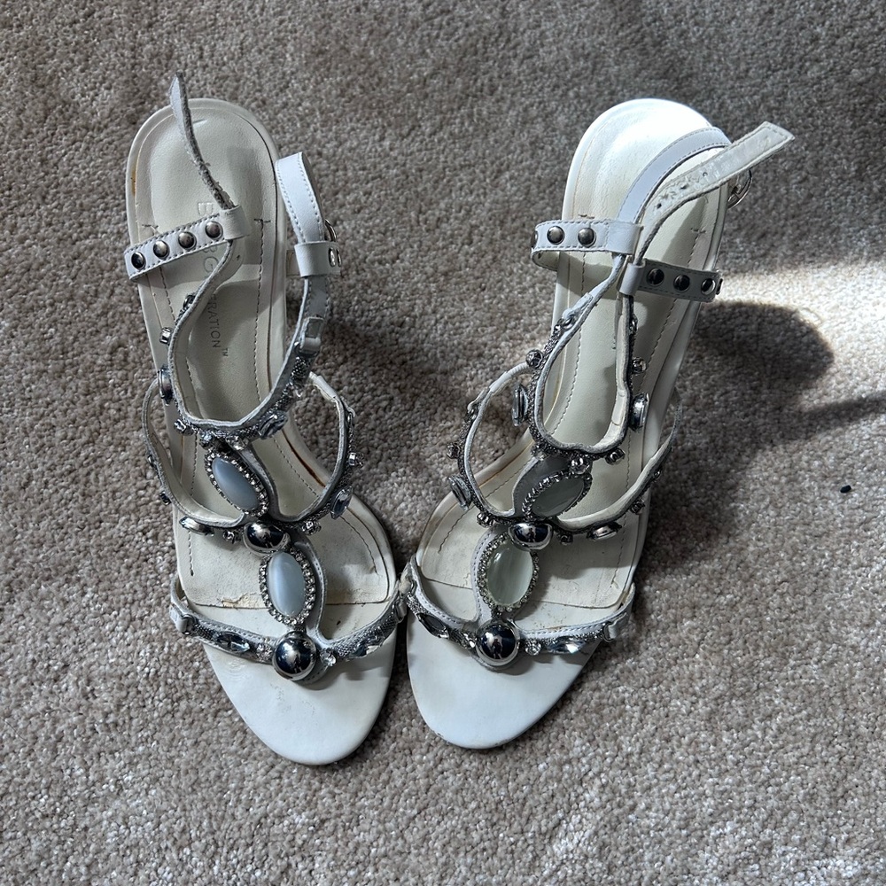 Elegant White Sandals with Silver Accents